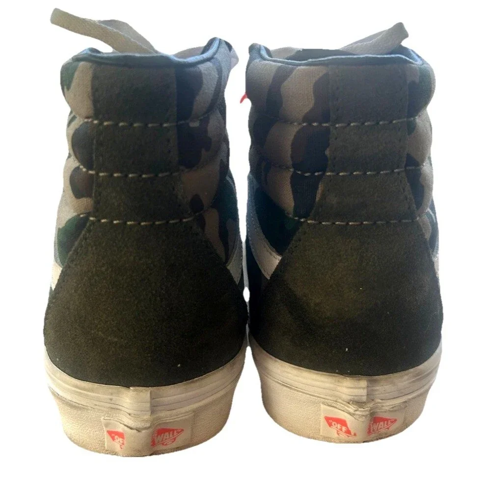 Vans Sk8-Hi Camo Skateboard Suede Canvas Olive Green High Top W-8 / M 6.5